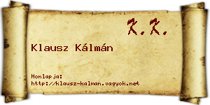 Klausz Kálmán névjegykártya